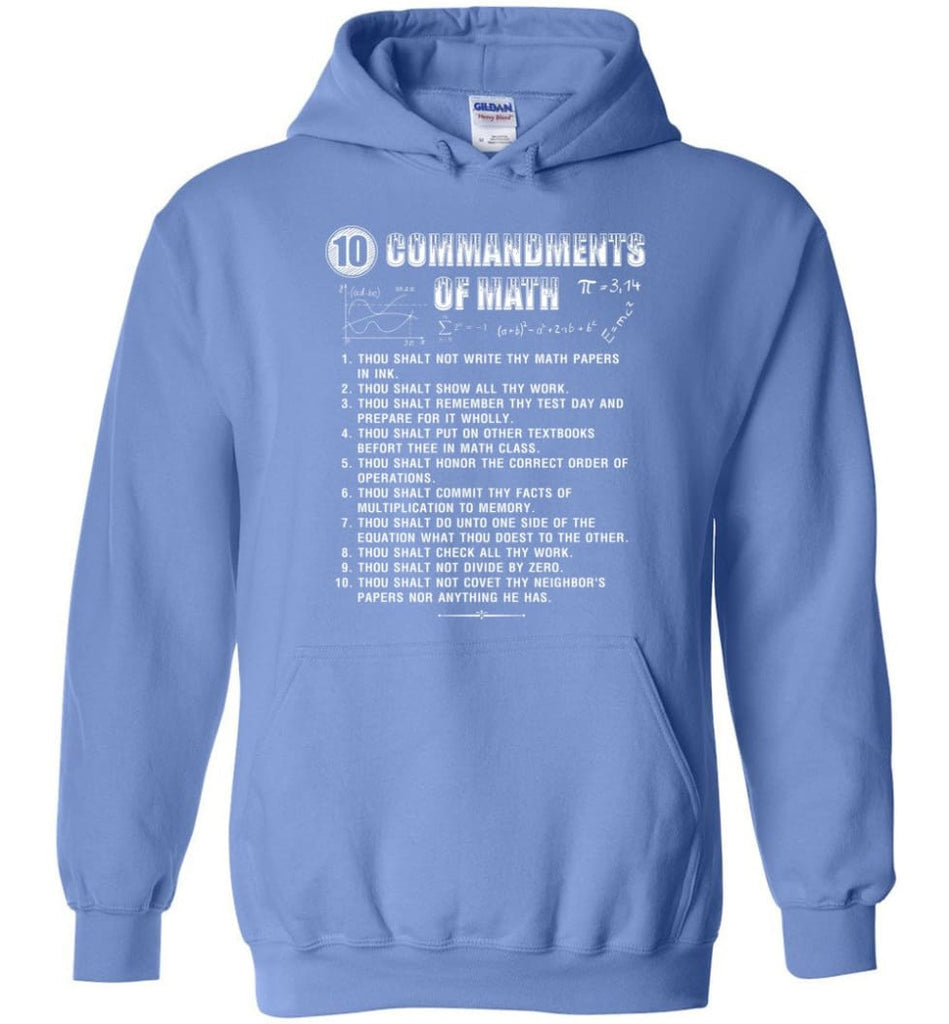 10 Commandments Of Math Hoodie - Carolina Blue / M