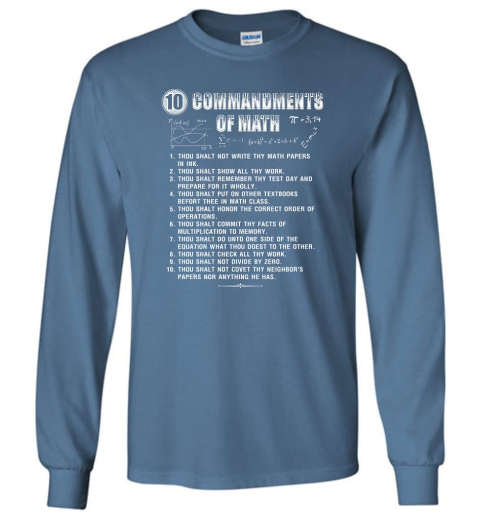 10 Commandments Of Math Long Sleeve T-Shirt - Indigo Blue / M