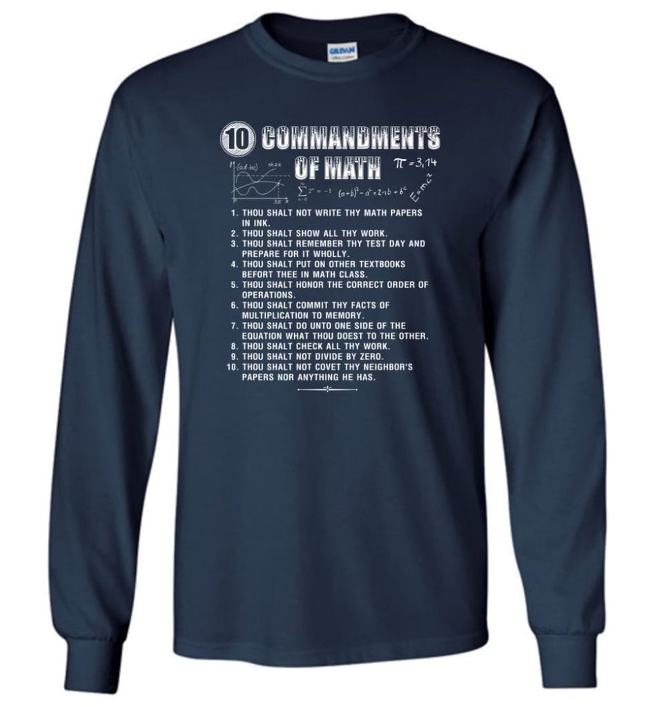 10 Commandments Of Math Long Sleeve T-Shirt - Navy / M