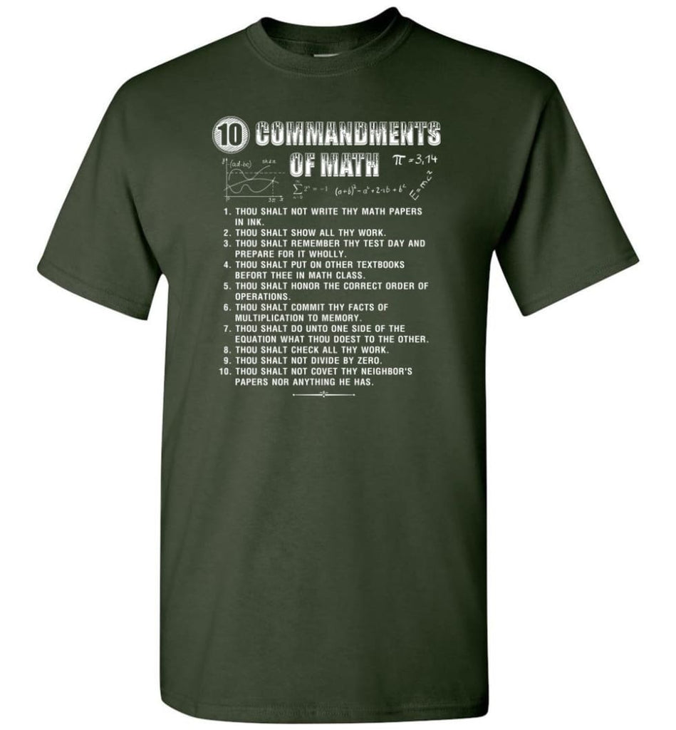 10 Commandments Of Math T-Shirt - Forest Green / S