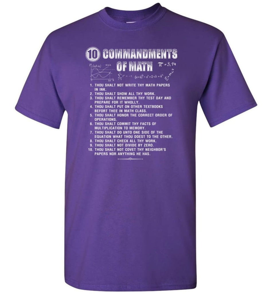 10 Commandments Of Math T-Shirt - Purple / S