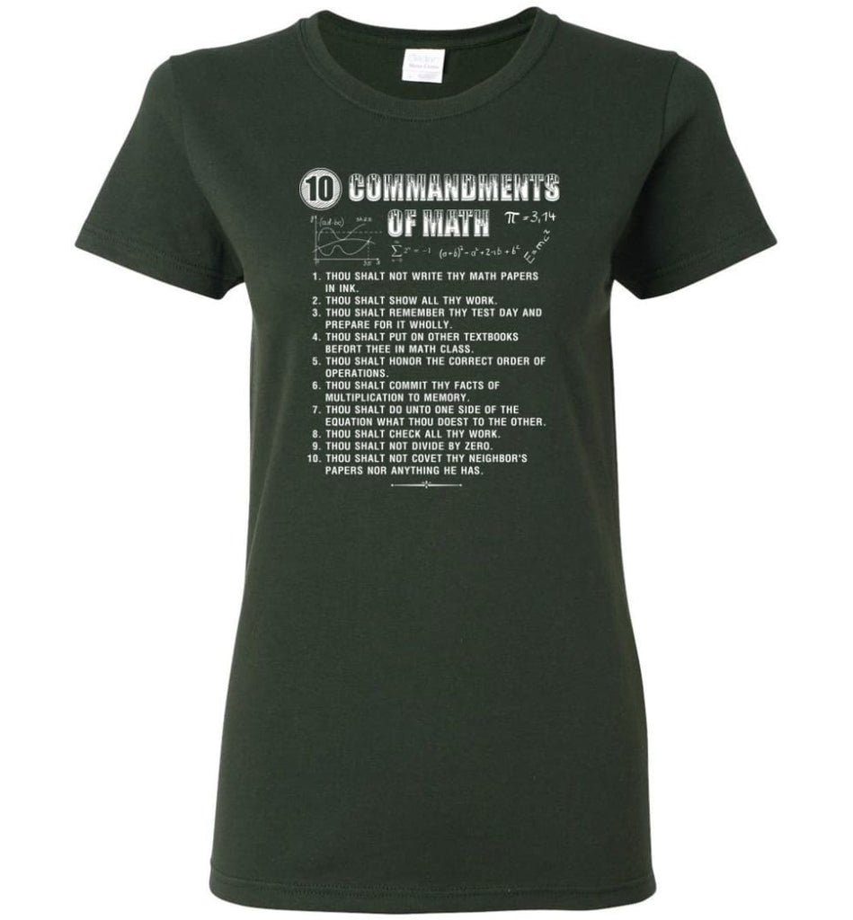 10 Commandments Of Math Women T-Shirt - Forest Green / M