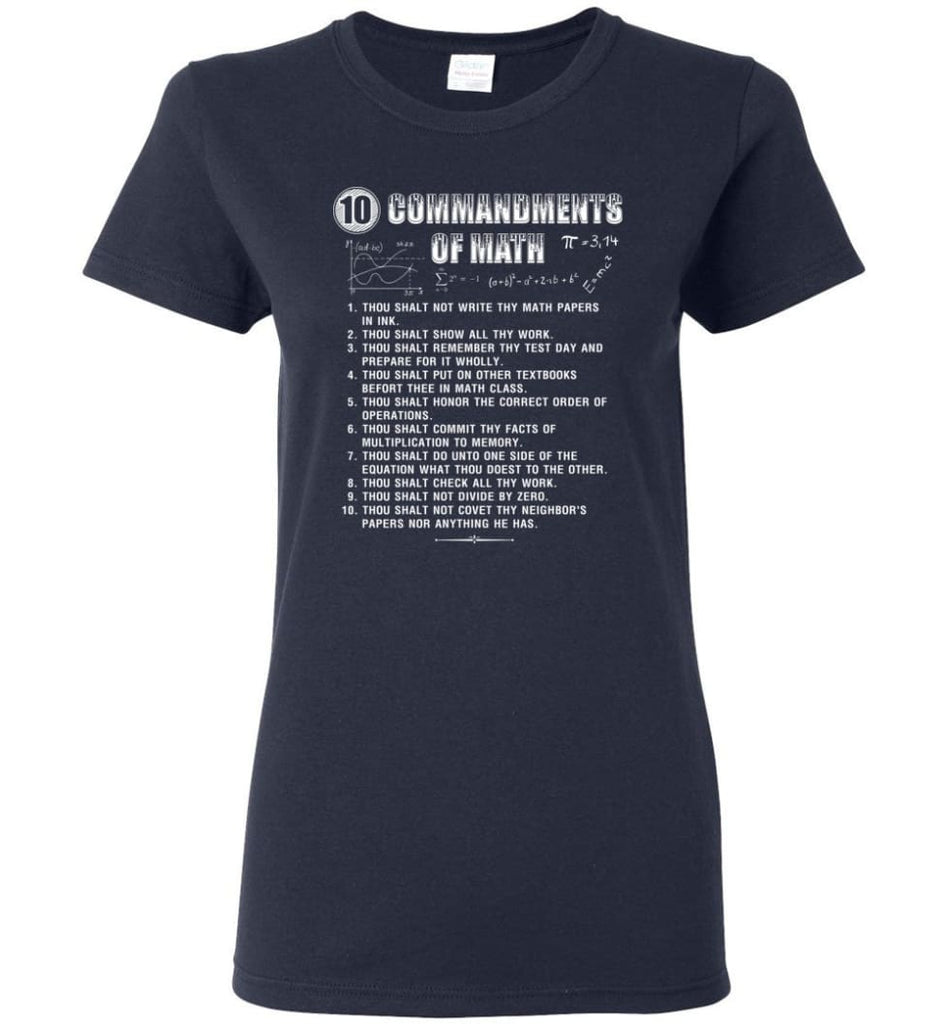 10 Commandments Of Math Women T-Shirt - Navy / M