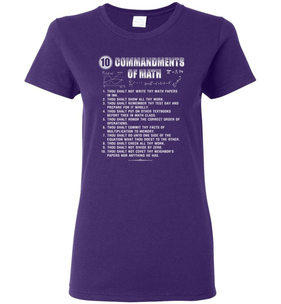 10 Commandments Of Math Women T-Shirt - Purple / M