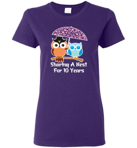 10 Years Wedding Anniversary Gifts Valentine’s Day Women T-Shirt - Purple / M