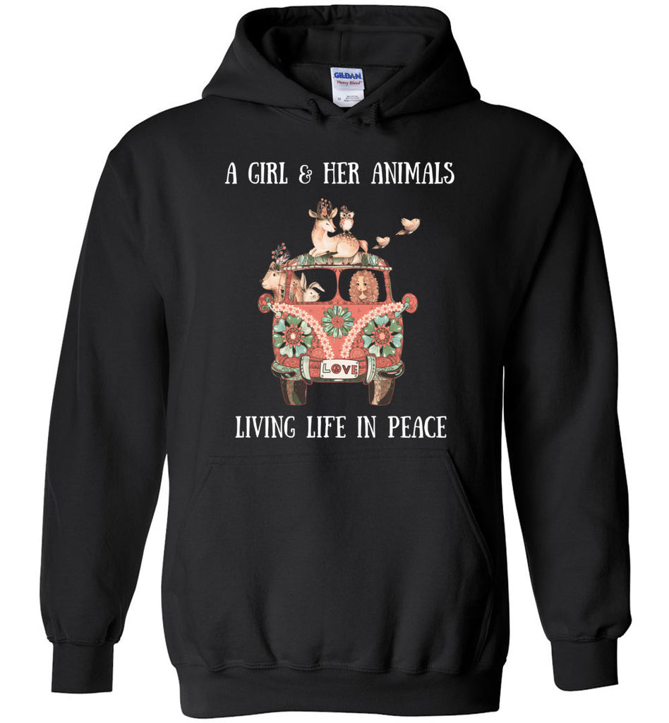 Girl And Her Animals Living Life In Peace - Hoodie