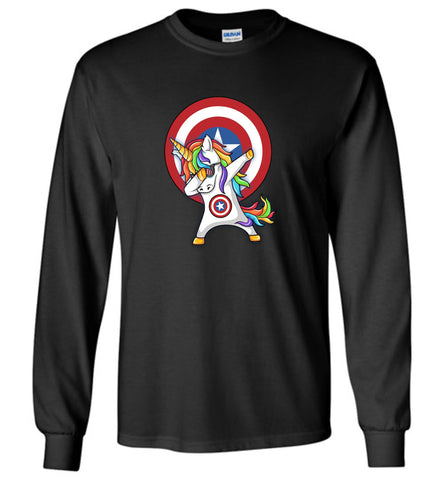 Unicorn Captain America Dabbing - Long Sleeve