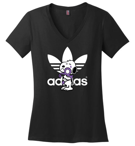 Prince Snoopy With Purple Rain Adidas - Ladies V-Neck