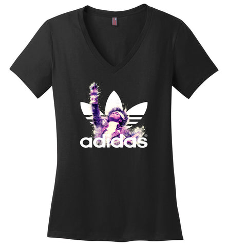 Prince Purple Rain Vintage Retro Music Gift for Fans Adidas - Ladies V-Neck