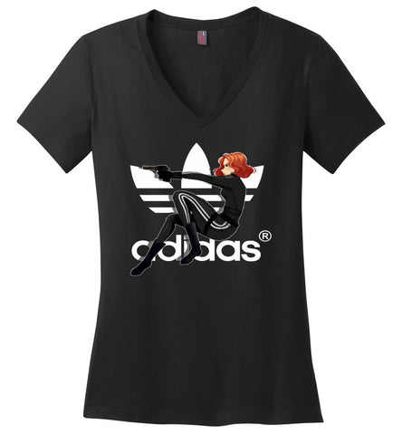 Characters Superheroes Black Widow Adidas - Ladies V-Neck
