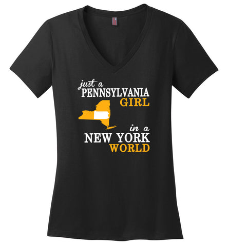 Just A Pennsylvania Girl In A New York World - Ladies V-Neck