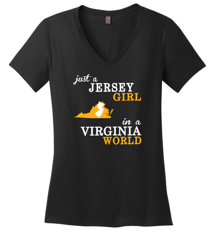 Just A Jersey Girl In A Virginia World - Ladies V-Neck