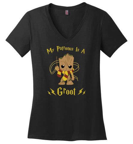 Harry Potter My Patronus Is A Groot - Ladies V-Neck