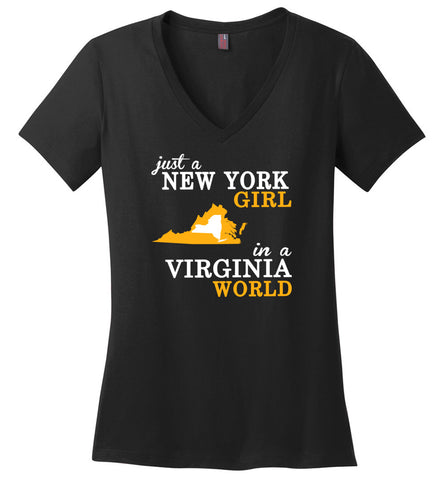 Just A New York Girl In A Virginia World - Ladies V-Neck
