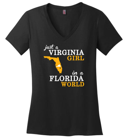 Just A Virginia Girl In A Florida World - Ladies V-Neck