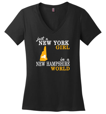 Just A New York Girl In A New Hampshire World - Ladies V-Neck
