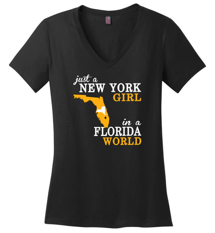 Just A New York Girl In A Florida World - Ladies V-Neck