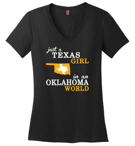 Just A Texas Girl In An Oklahoma World - Ladies V-Neck