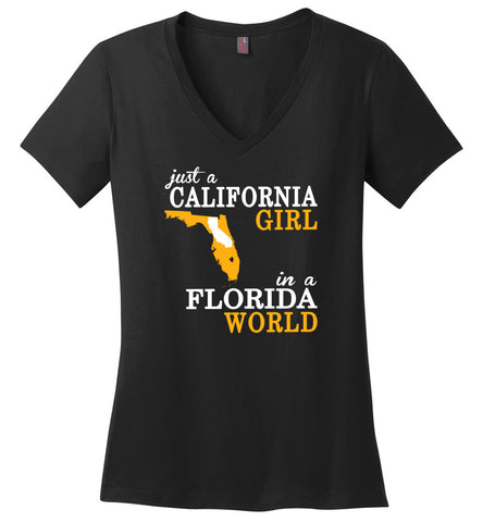 Just A California Girl In A Florida World - Ladies V-Neck