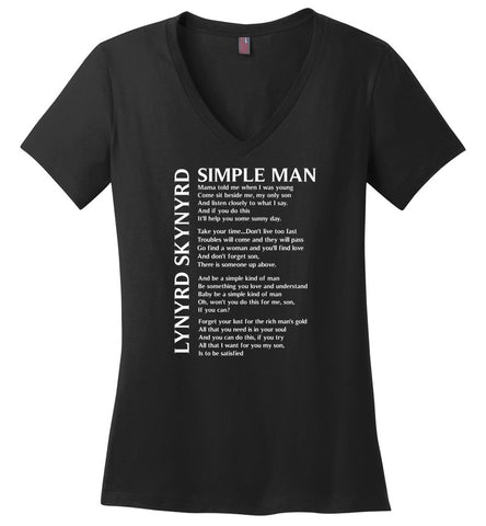 Simple Man Lynyrd Skynyrd - Ladies V-Neck