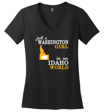 Just A Washington Girl In An Idaho World - Ladies V-Neck