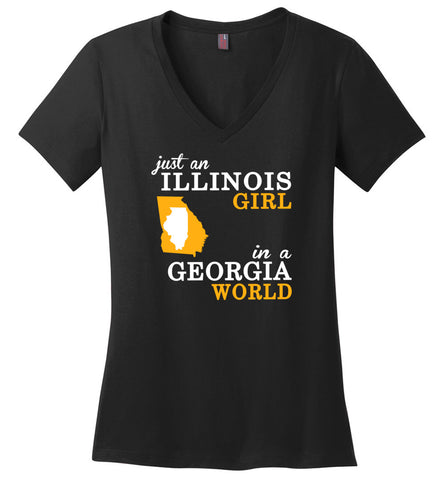 Just an Illinois Girl In A Georgia World - Ladies V-Neck
