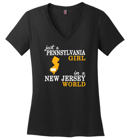 Just A Pennsylvania Girl In A New Jersey World - Ladies V-Neck