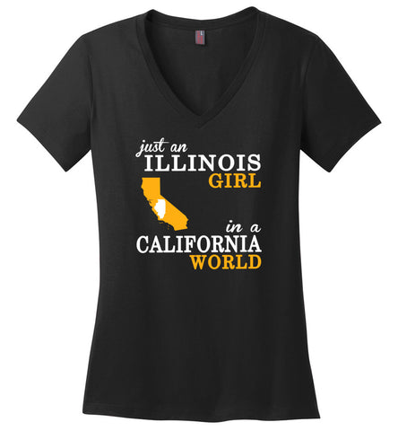 Just An Illinois Girl In A California World - Ladies V-Neck