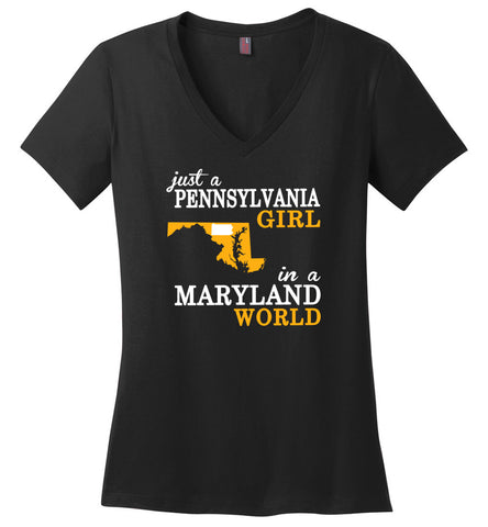 Just A Pennsylvania Girl In A Maryland World - Ladies V-Neck