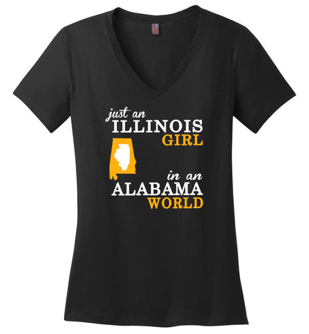 Just an Illinois Girl In An Alabama World - Ladies V-Neck