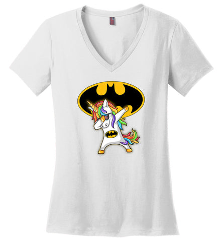 Unicorn Batman Dabbing - Ladies V-Neck