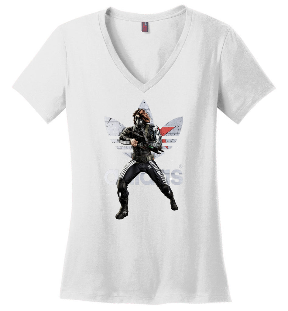 Characters Superheroes Winter Soldier Adidas - Ladies V-Neck