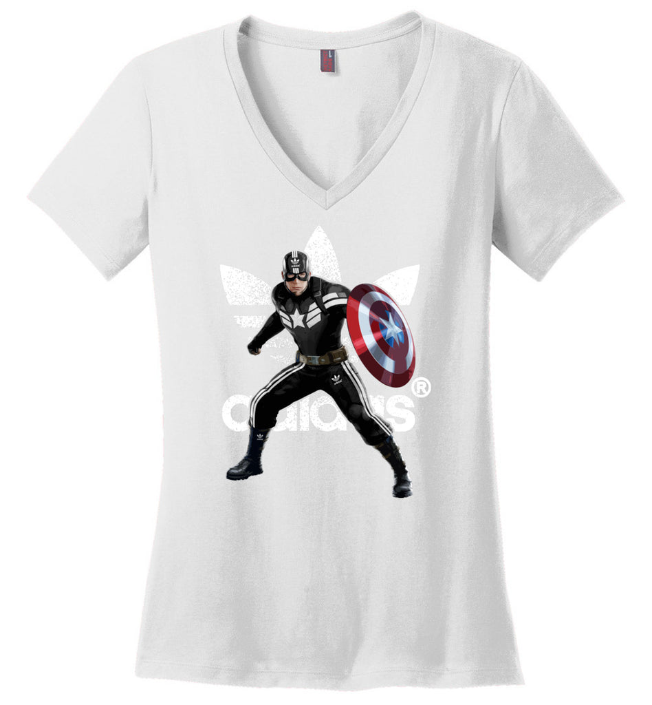 Characters Superheroes Captain America Adidas - Ladies V-Neck