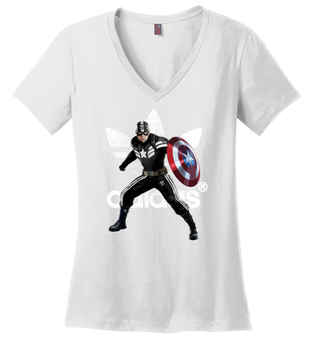 Characters Superheroes Captain America Adidas - Ladies V-Neck