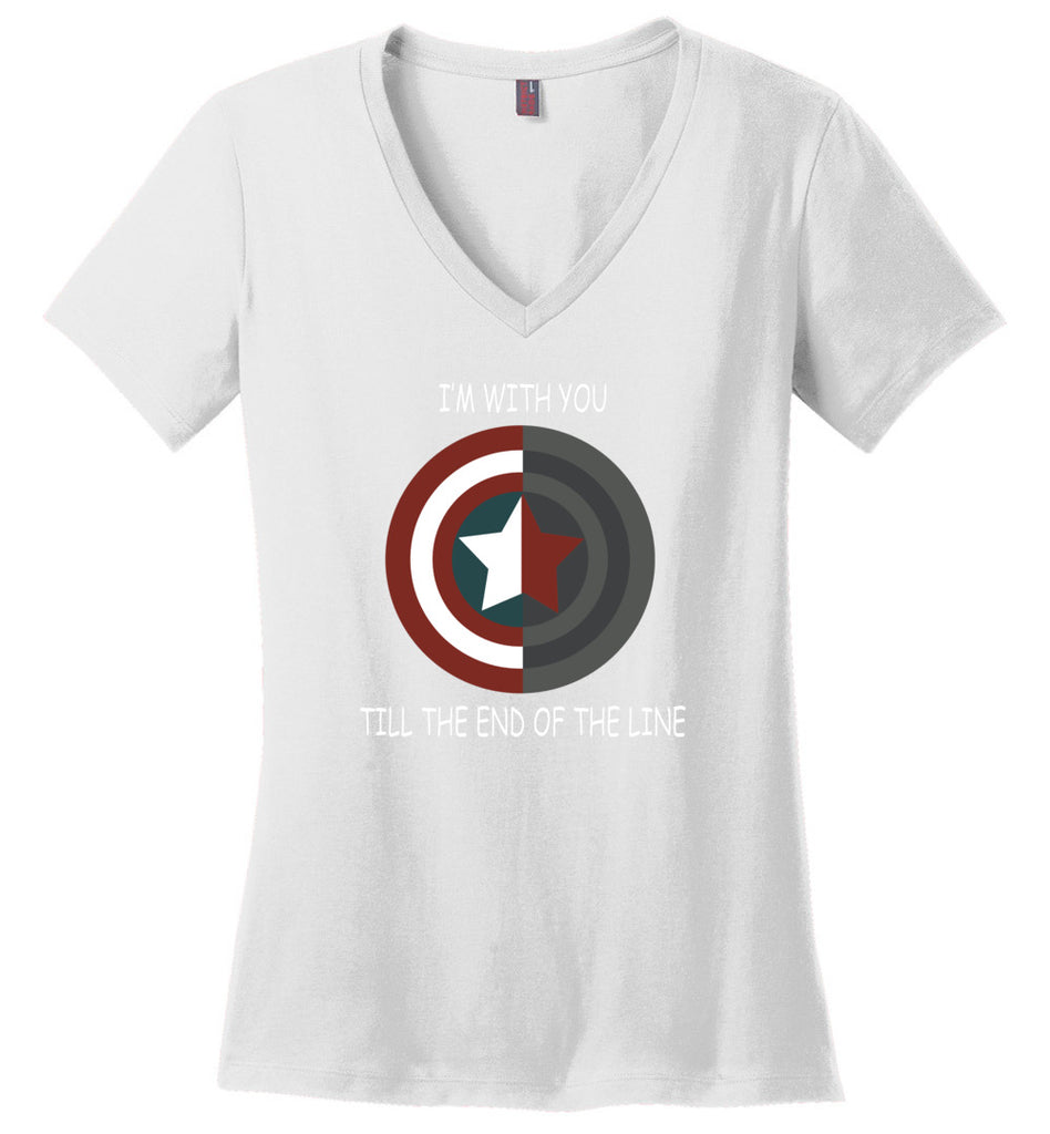 Captain American Im With You Till The End Of The Line - Ladies V-Neck
