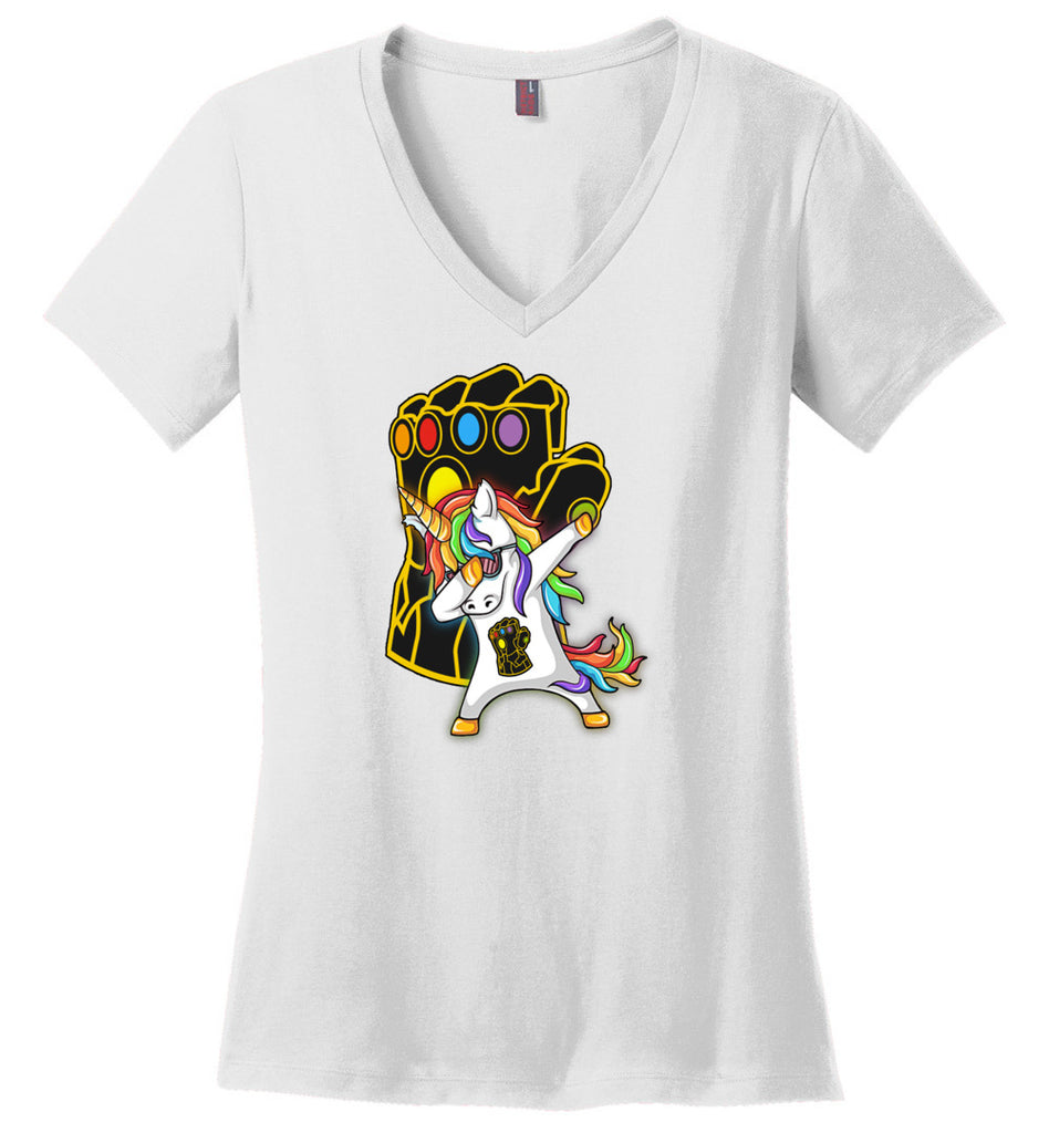 Unicorn Thanos Dabbing - Ladies V-Neck
