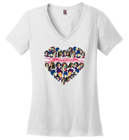John Lennon Vintate Retro Rock and Roll Music Fans - Ladies V-Neck