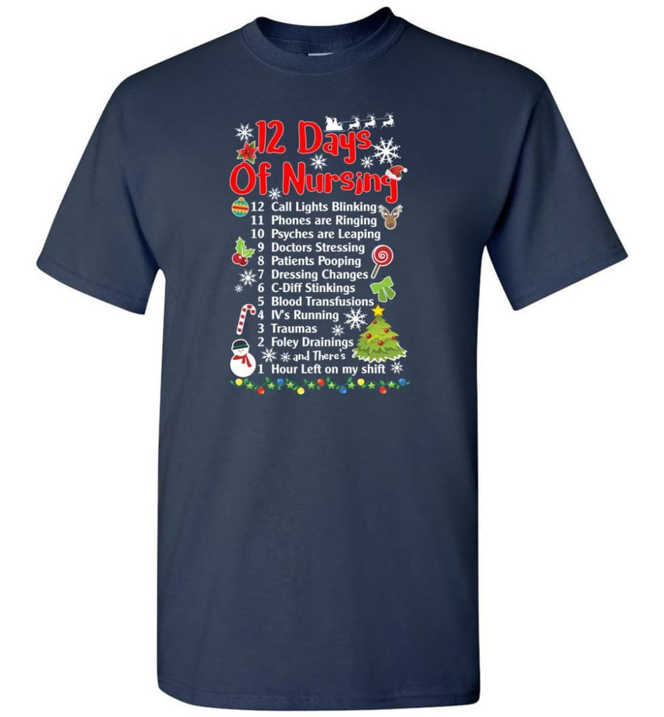 12 Days Of Nursing Christmas Gifts For Nurse T-Shirt - Navy / S