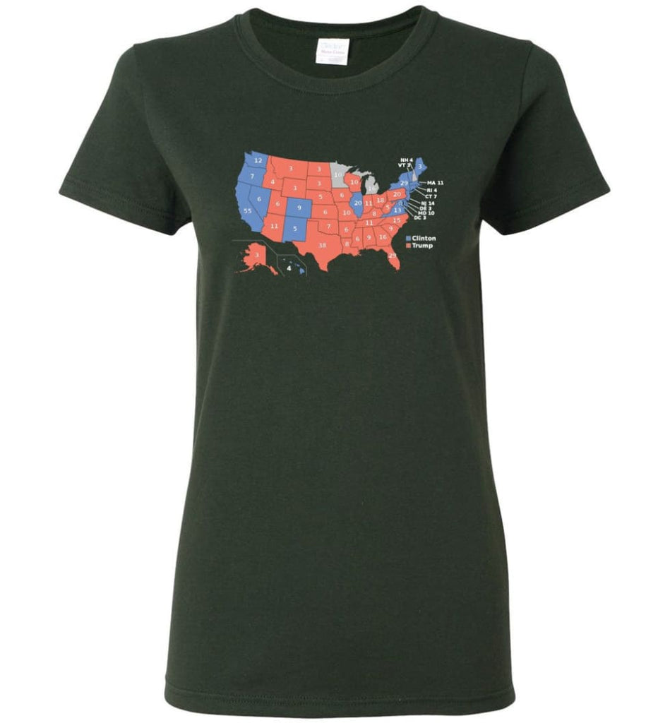 2016 Presidential Election Map Shirt Women Tee - Forest Green / M