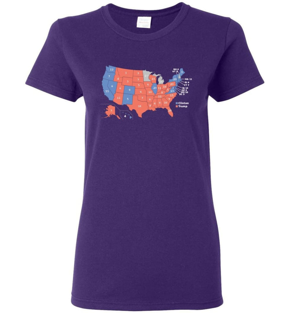 2016 Presidential Election Map Shirt Women Tee - Purple / M