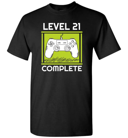 21st Birthday Gift for Gamer Video Games Level 21 Complete T-shirt - Black / S