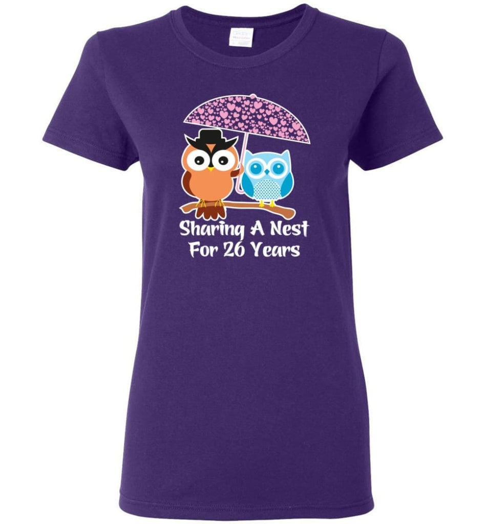 26 Years Wedding Anniversary Gifts Valentine’s Day Women Tee - Purple / M
