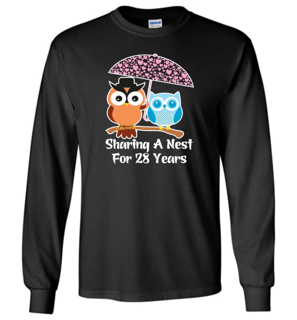 28 Years Wedding Anniversary Gifts Valentine’s Day Long Sleeve T-Shirt - Black / M