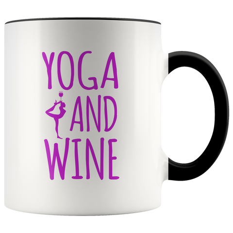 Yoga and Wine Funny Yogist Lady Love Drinking Premium Accent Mug