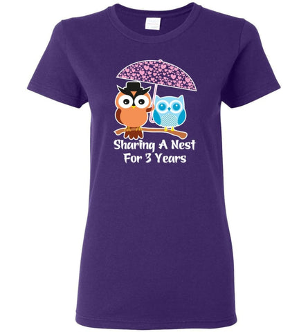 3 Years Wedding Anniversary Gifts Valentine’s Day Women Tee - Purple / M