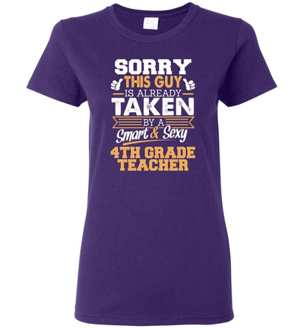 4th Grade Teacher Shirt Cool Gift for Boyfriend Husband or Lover Women Tee - Purple / M - 4