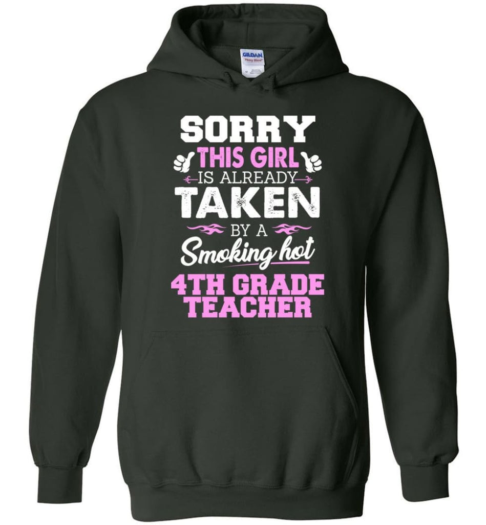 4th Grade Teacher Shirt Cool Gift for Girlfriend Wife or Lover - Hoodie - Forest Green / M