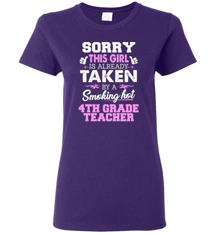 4th Grade Teacher Shirt Cool Gift for Girlfriend Wife or Lover Women Tee - Purple / M - 4