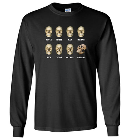 8 Skulls of Modern America Funny Shirt Long Sleeve - Black / M