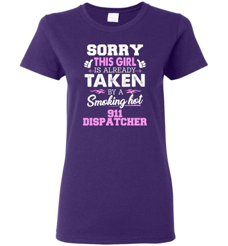 911 Dispatcher Shirt Cool Gift for Girlfriend Wife or Lover Women Tee - Purple / M - 4